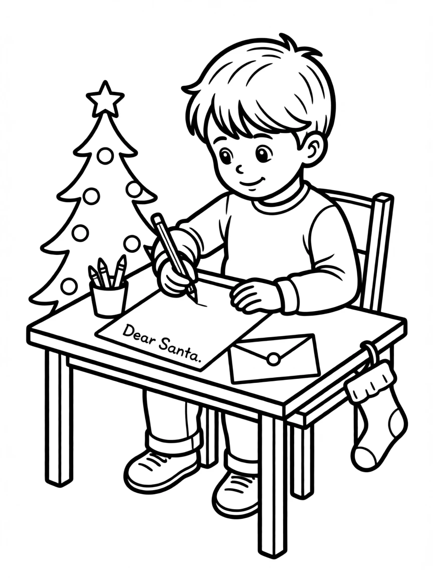 A child writing a letter to Santa.