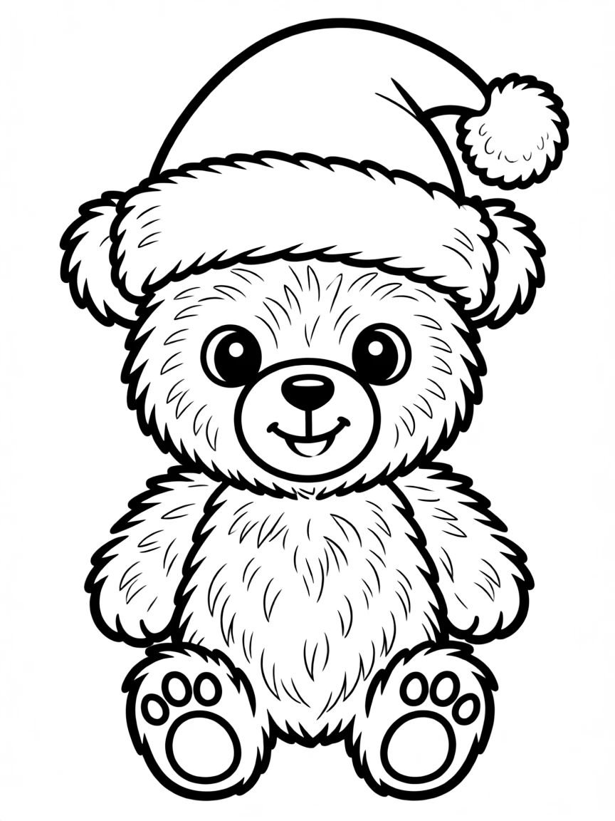 A teddy bear wearing a Santa hat.