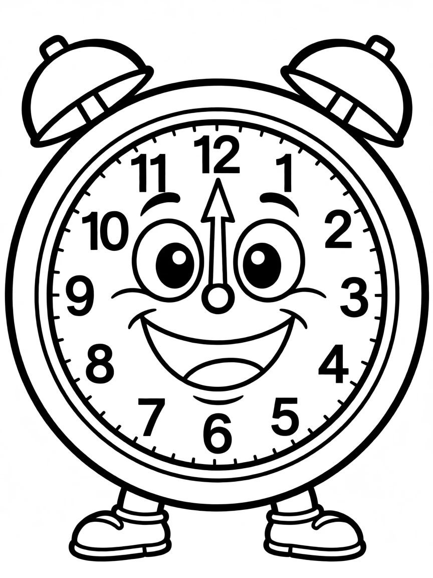 A happy clock striking midnight.