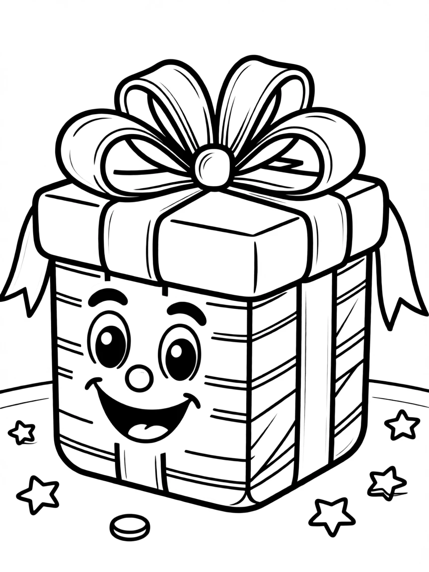 A happy gift box with a bow.