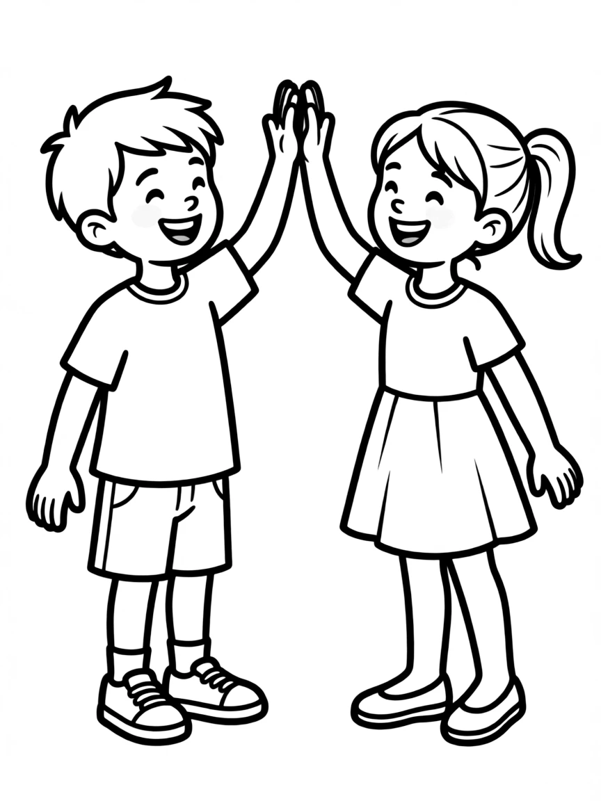 Children giving high fives.