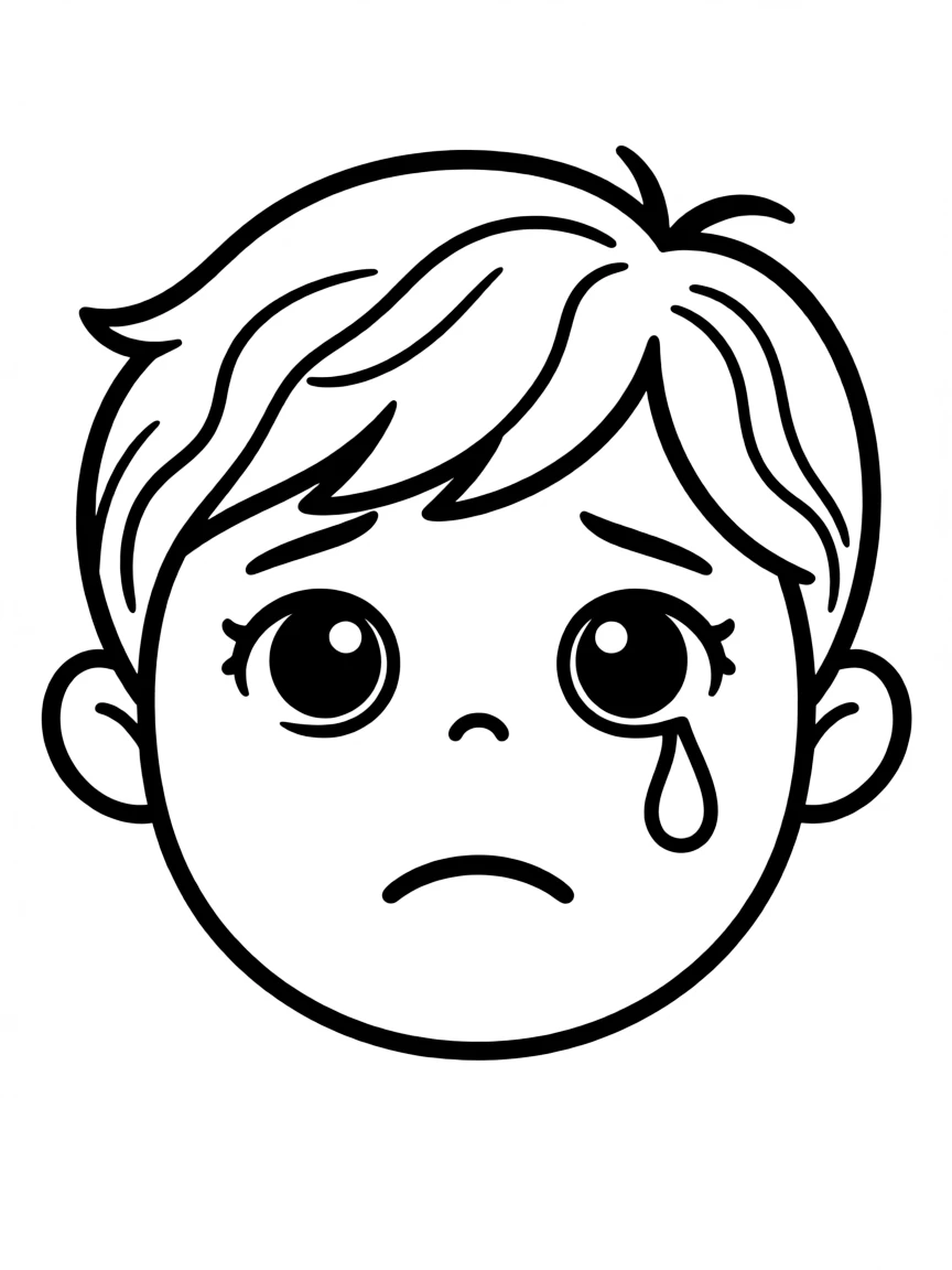 A sad face with a tear.