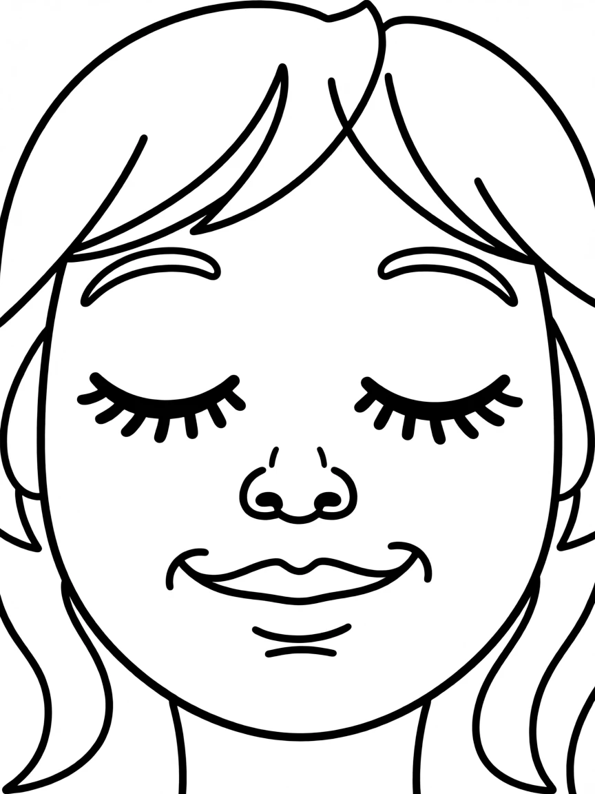 A sleepy face with closed eyes.