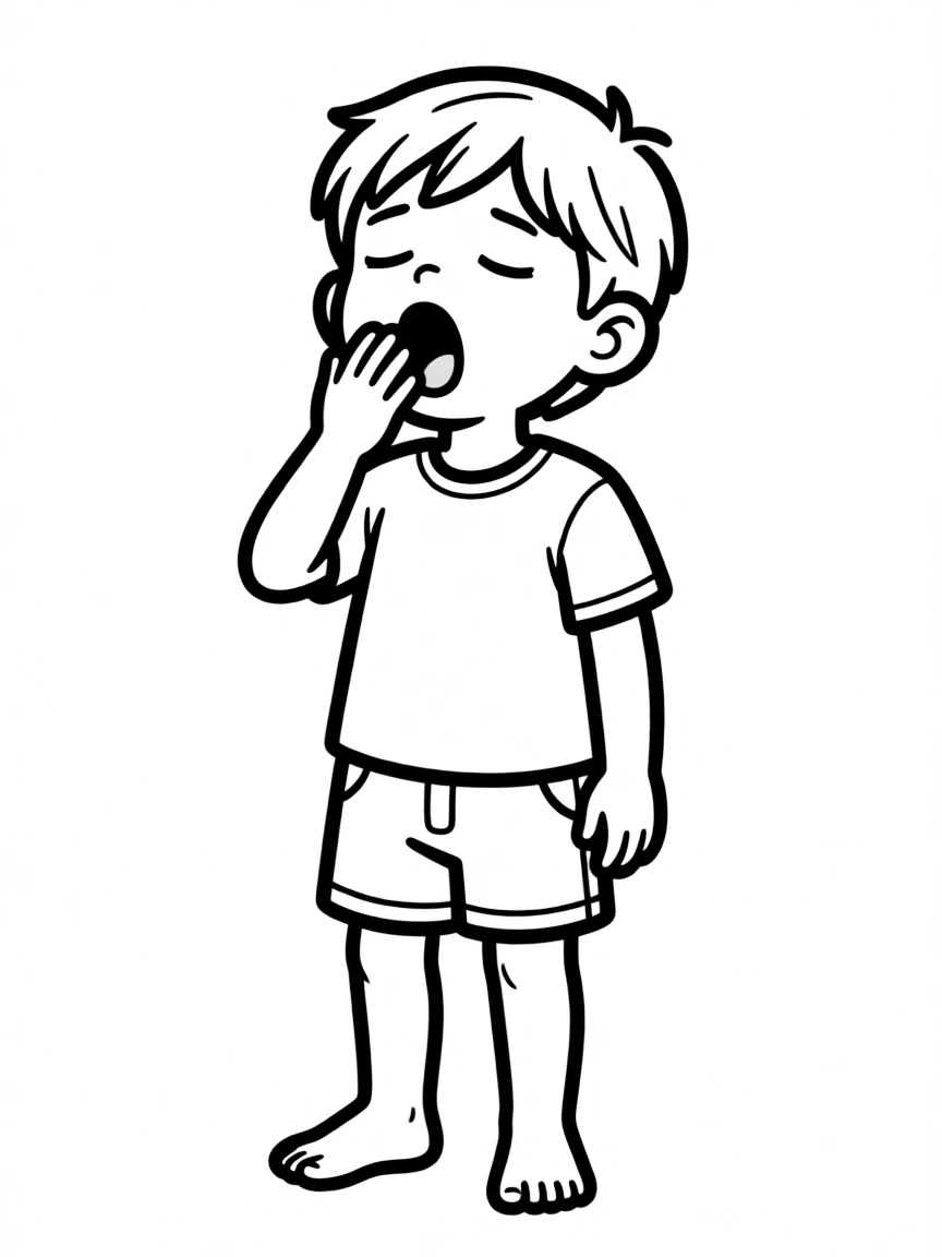 A child yawning.