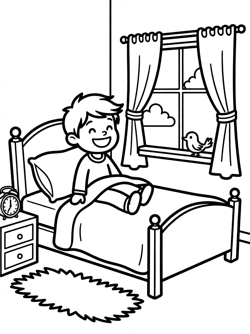 A child waking up refreshed.
