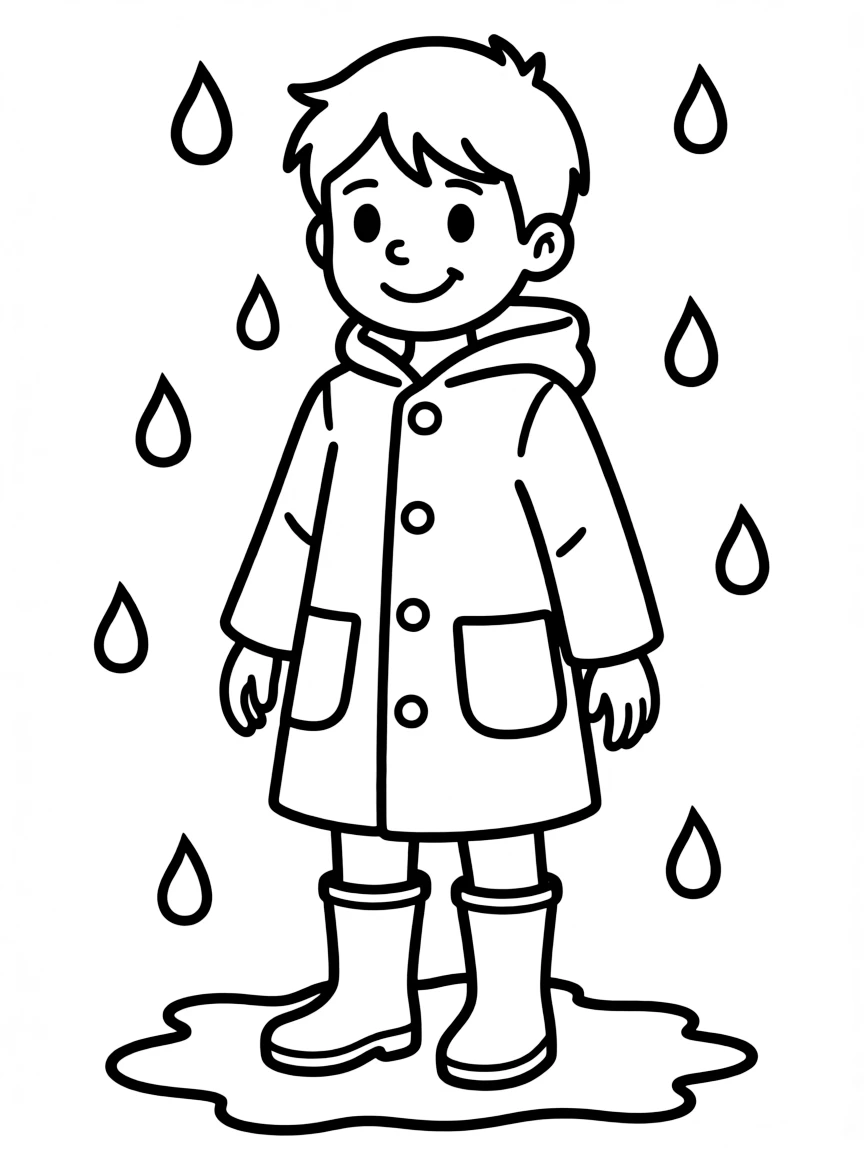 A child wearing a raincoat and boots.