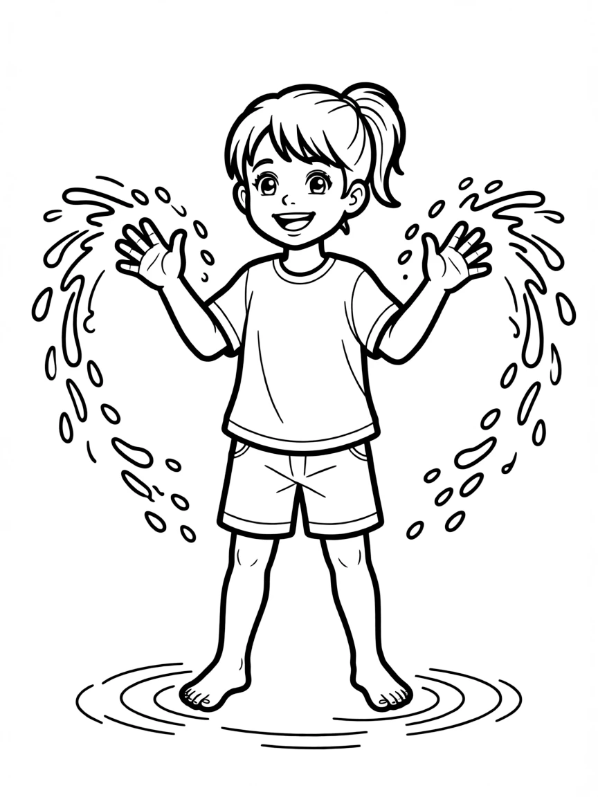 A child splashing water with their hands.
