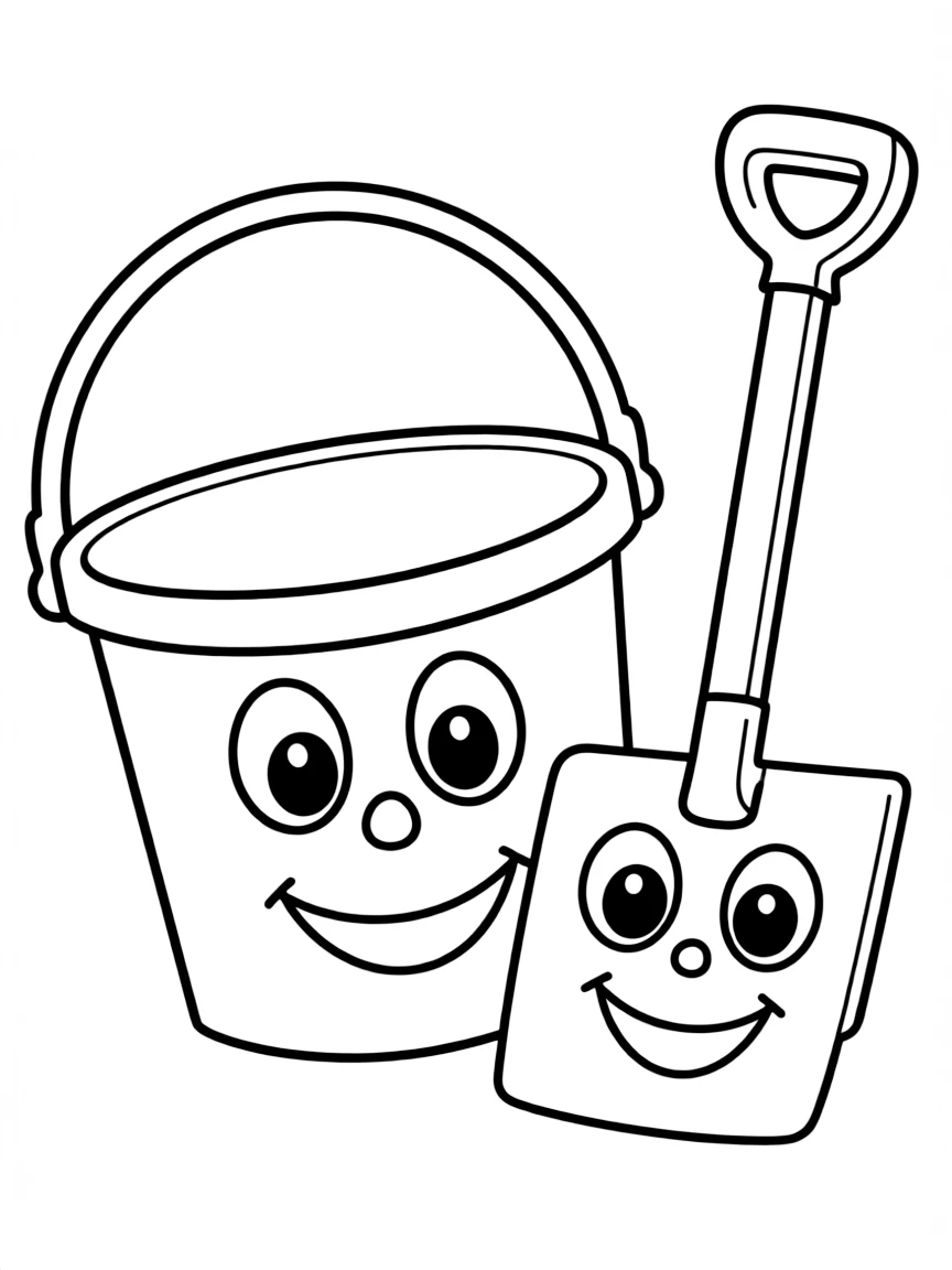 A happy bucket and shovel.