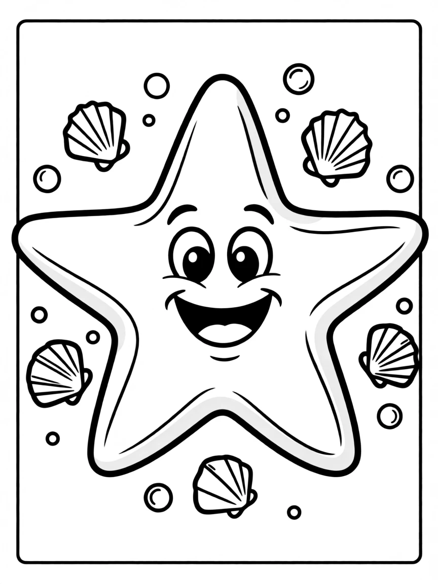 A happy starfish with five points.