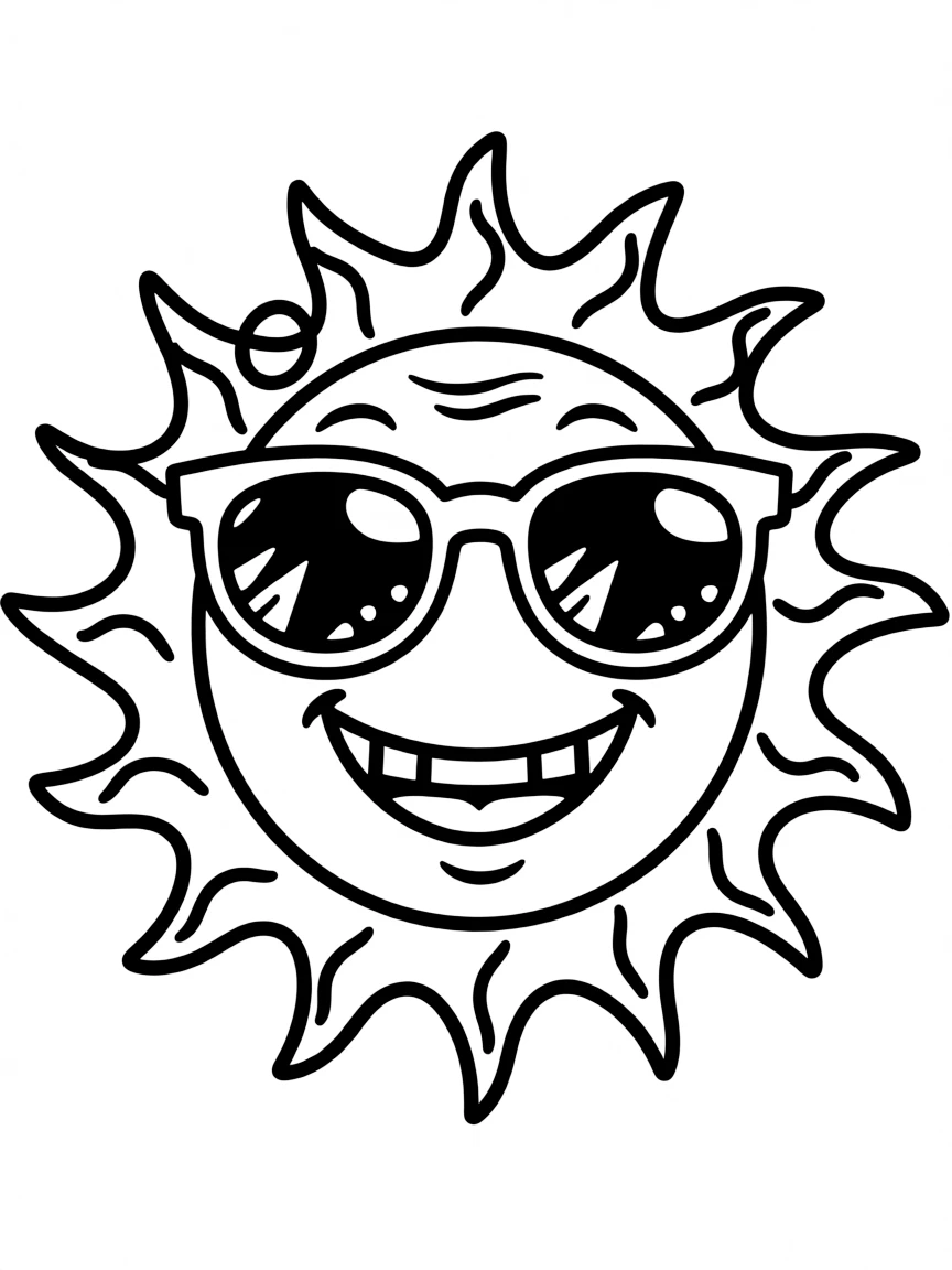 A happy sun with sunglasses.