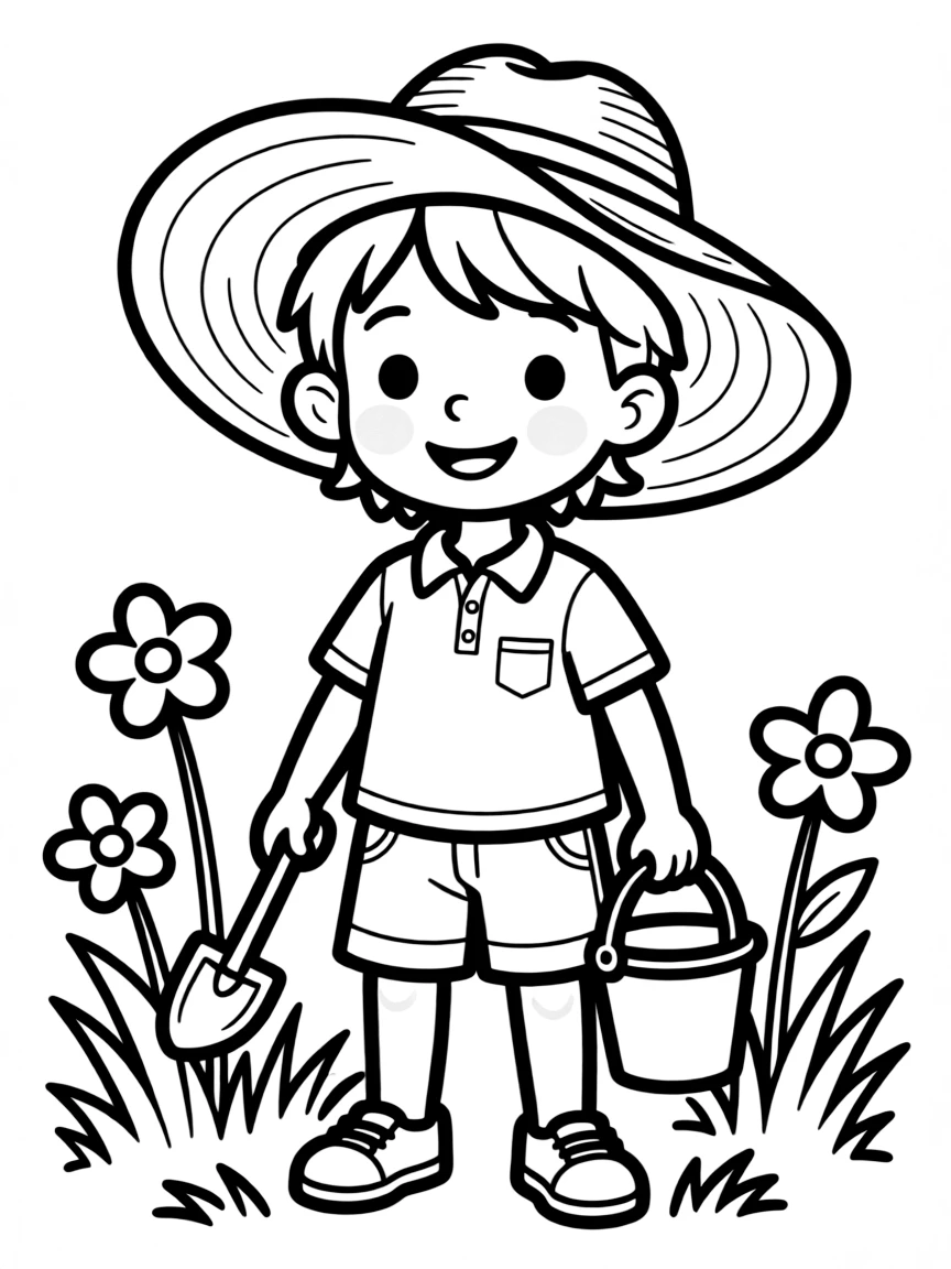 A child wearing a sun hat.