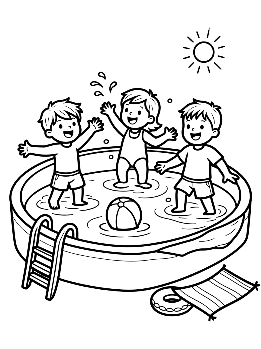 Children playing in a swimming pool.