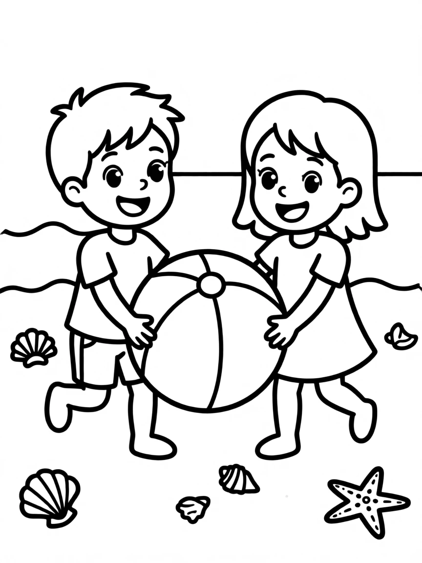 Children playing with a beach ball.