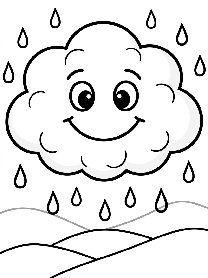 A happy cloud with a smiling face.