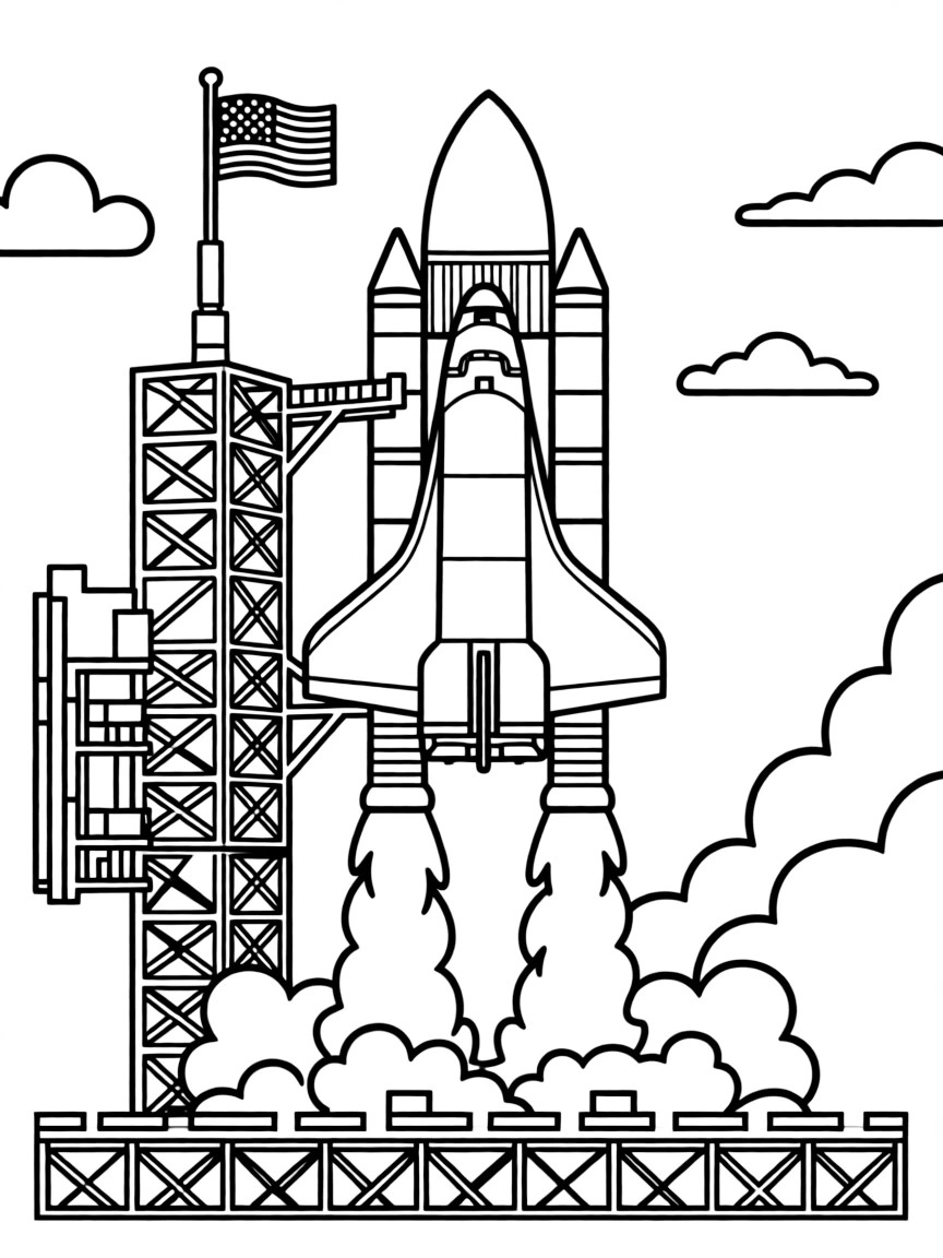 A space shuttle launching.