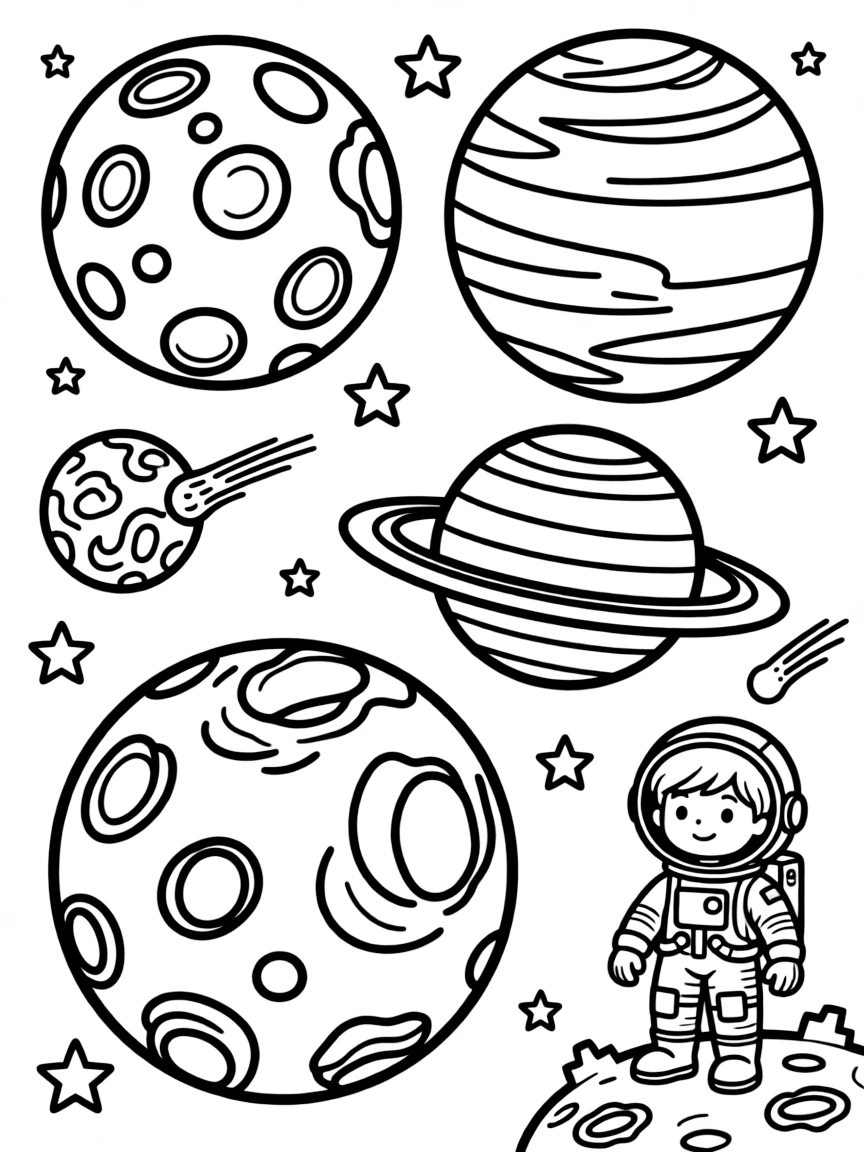 Planets in outer space.