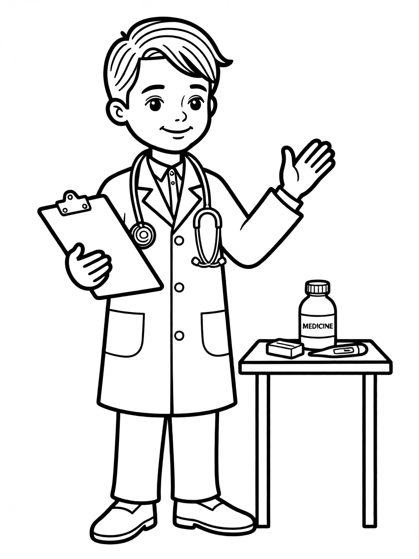 A child dressed as a doctor.