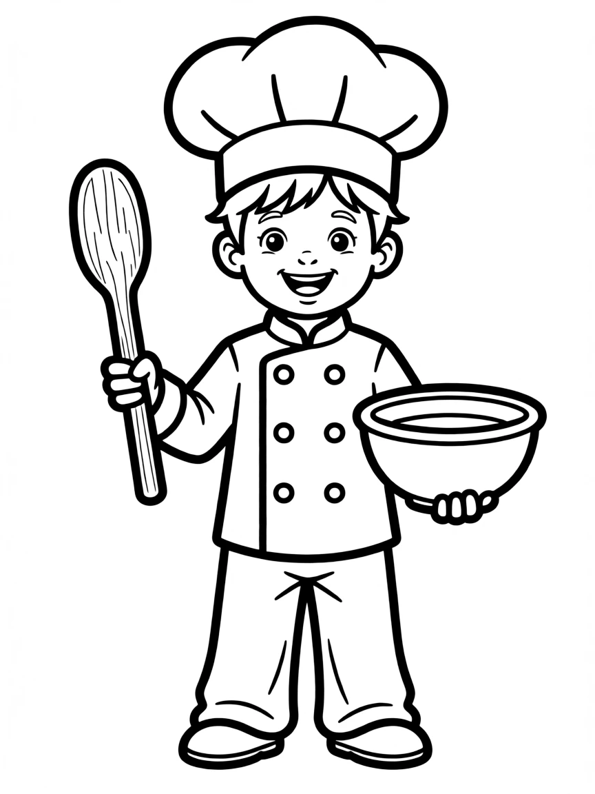 A child dressed as a chef.