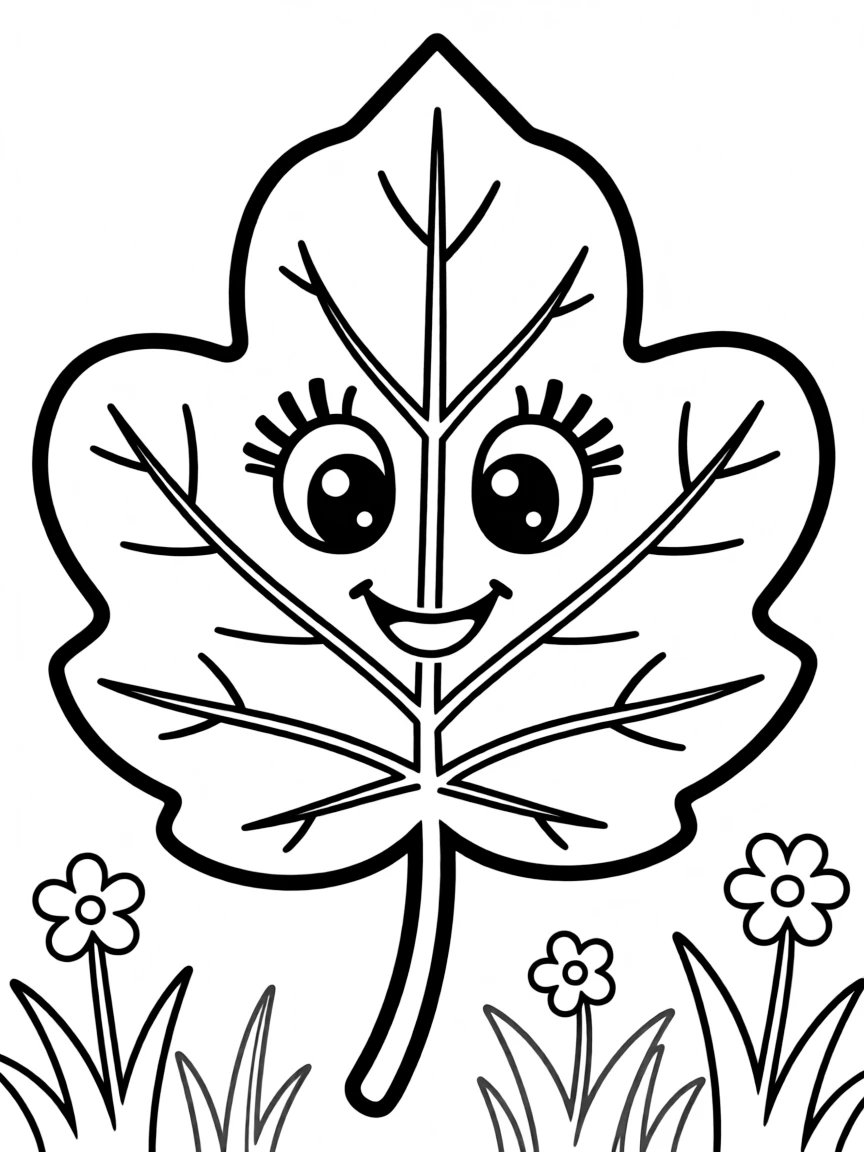 A happy leaf with veins.