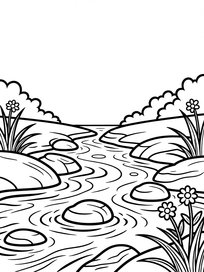 A happy stream flowing over rocks.