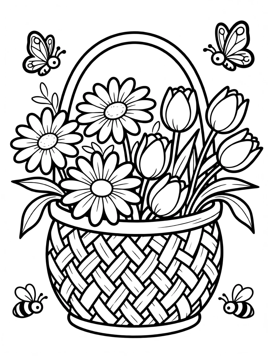 A happy basket filled with flowers.