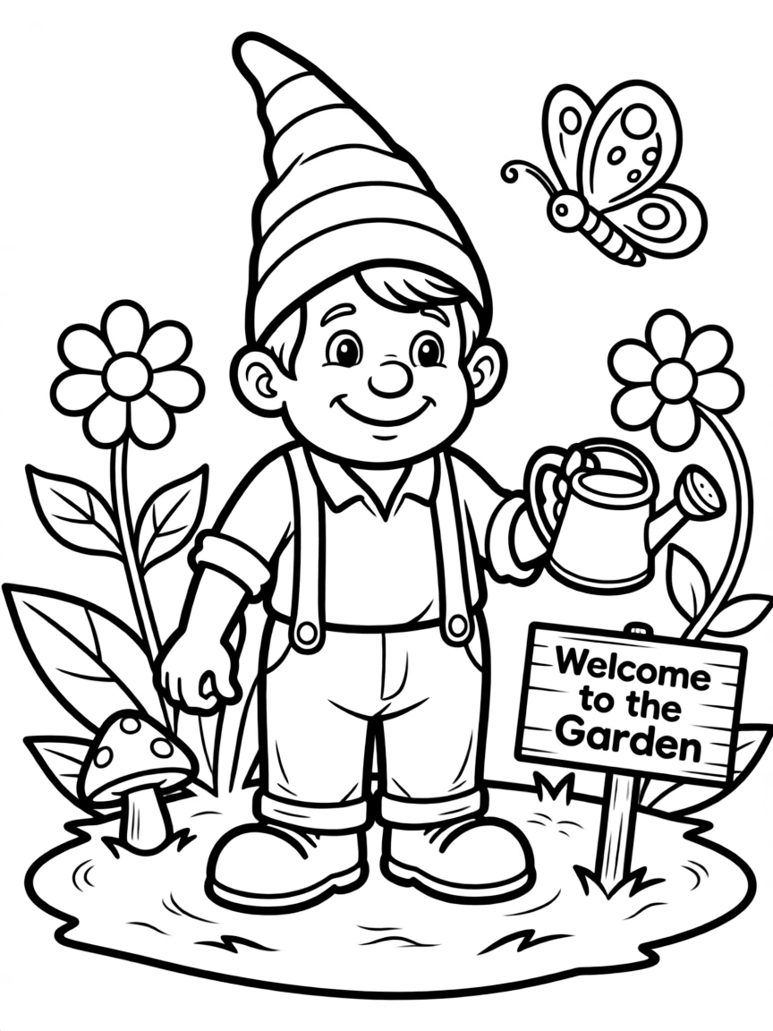 A happy garden gnome.