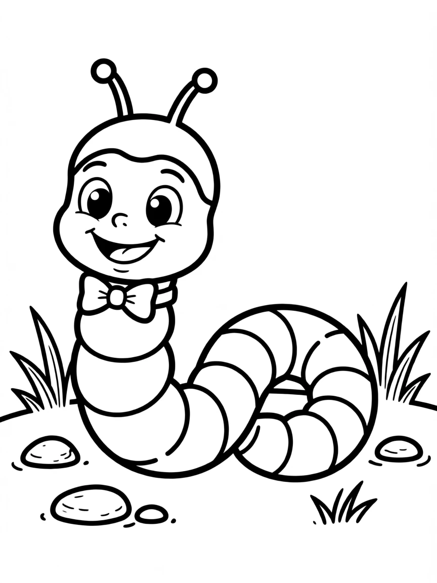 A happy earthworm wiggling.