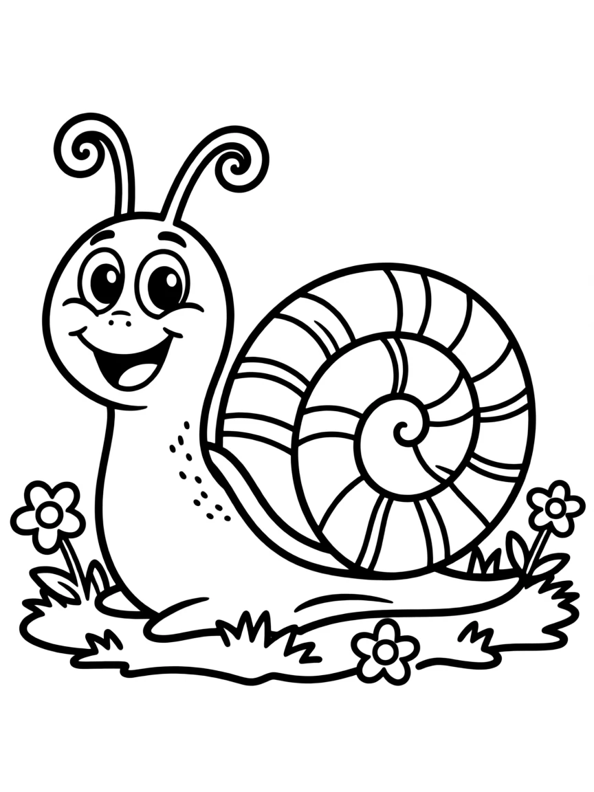 A happy snail with its shell.