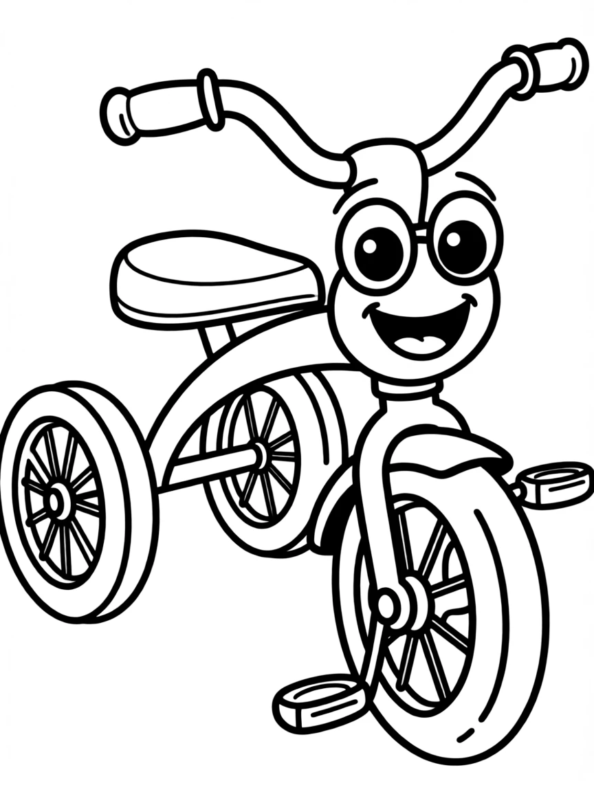A happy tricycle with big wheels.