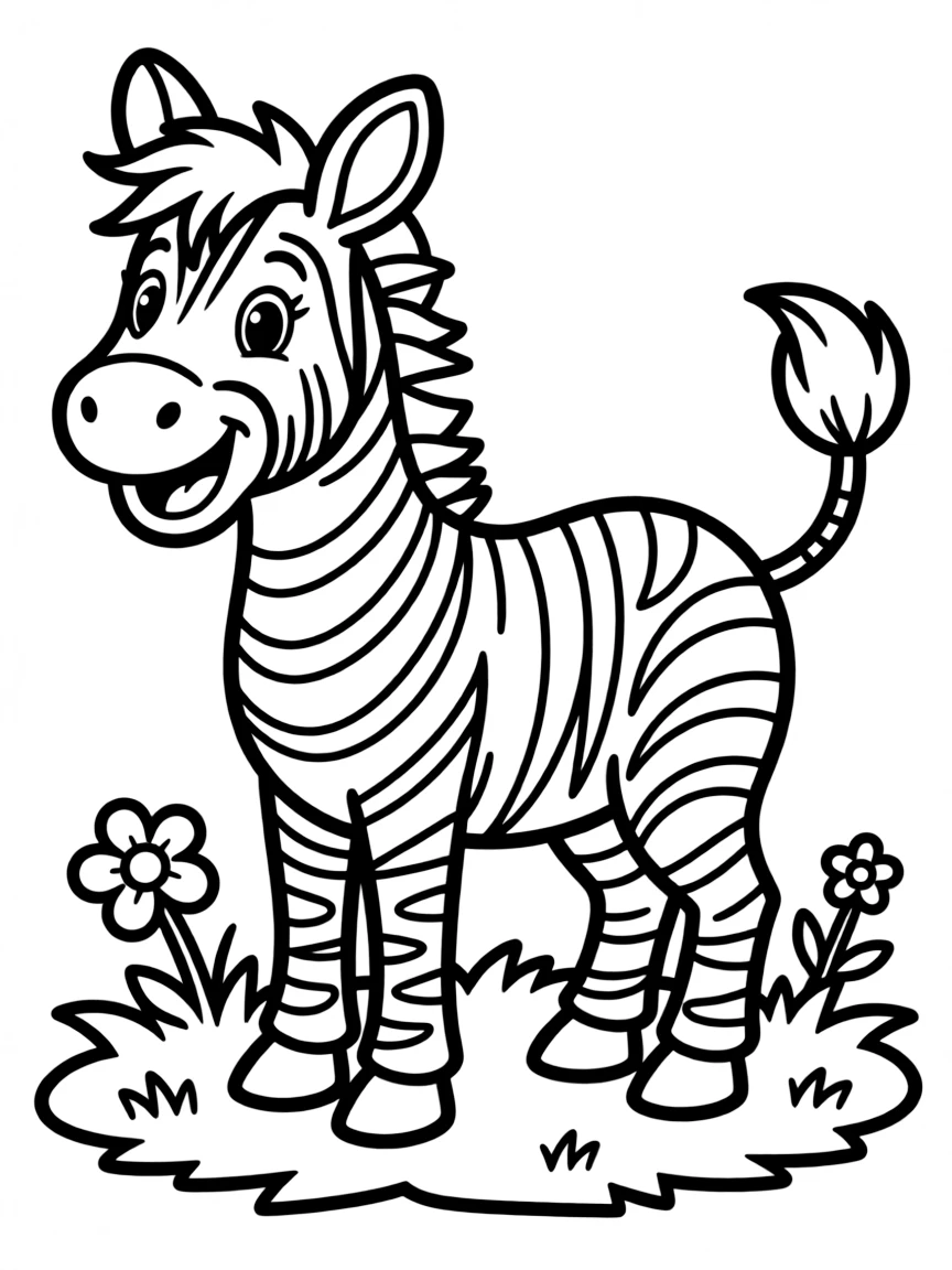 A happy zebra with stripes.