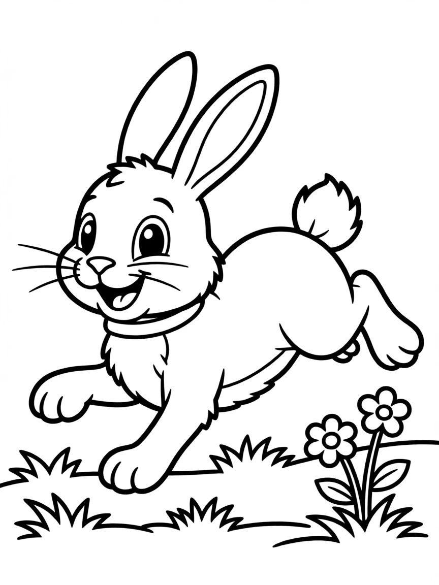 A happy rabbit hopping.