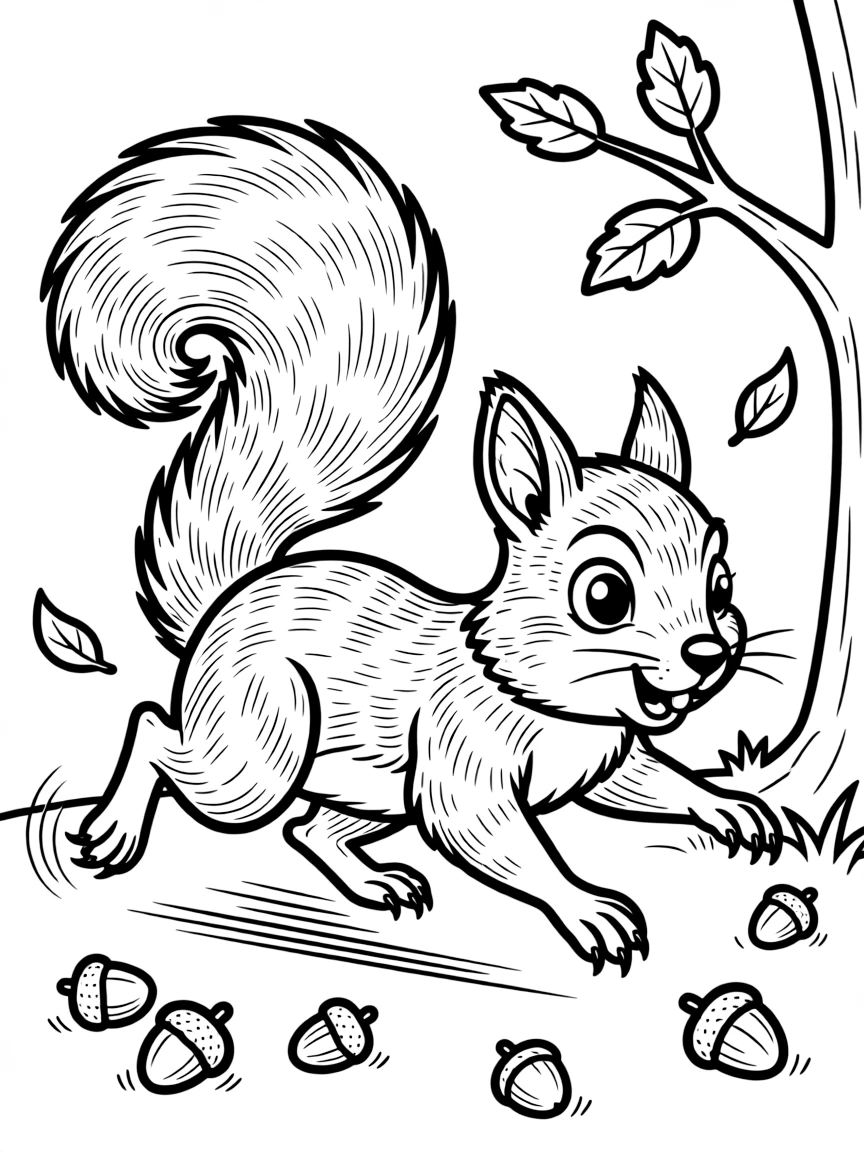 A happy squirrel scampering.
