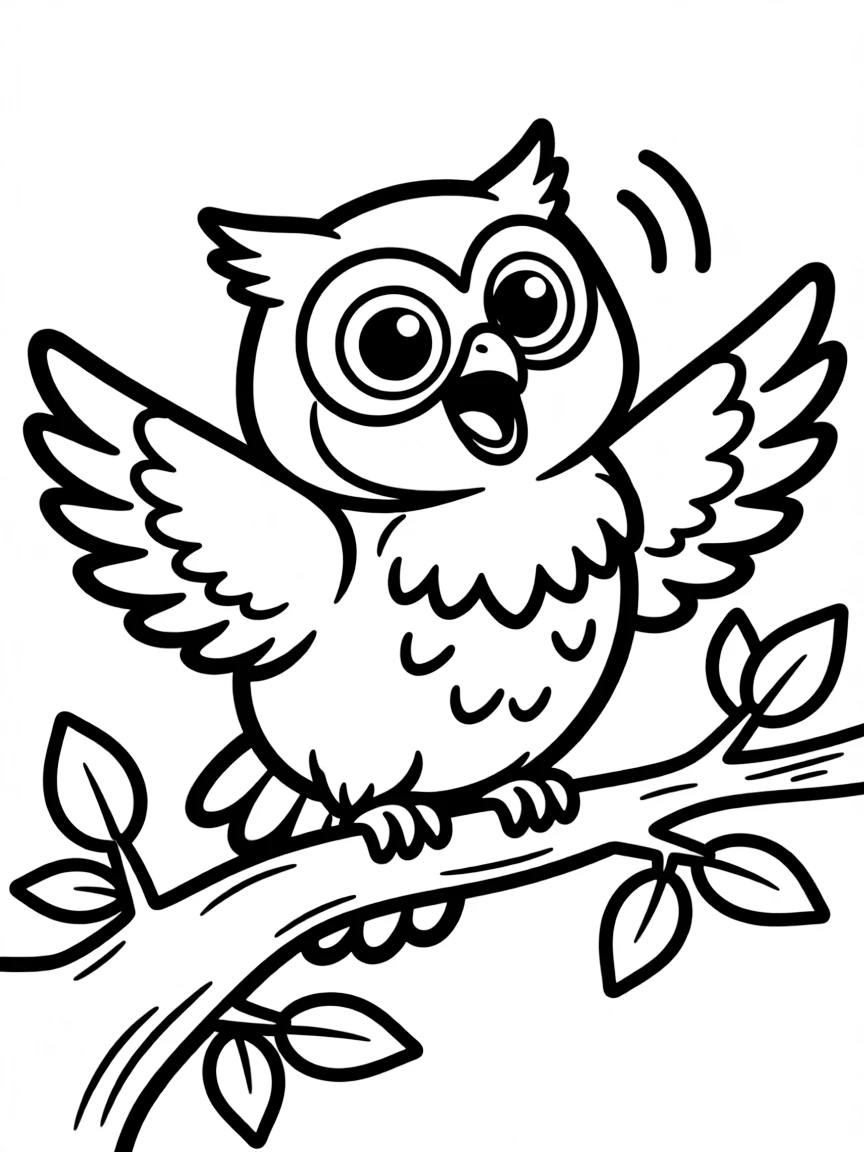 A happy owl hooting.