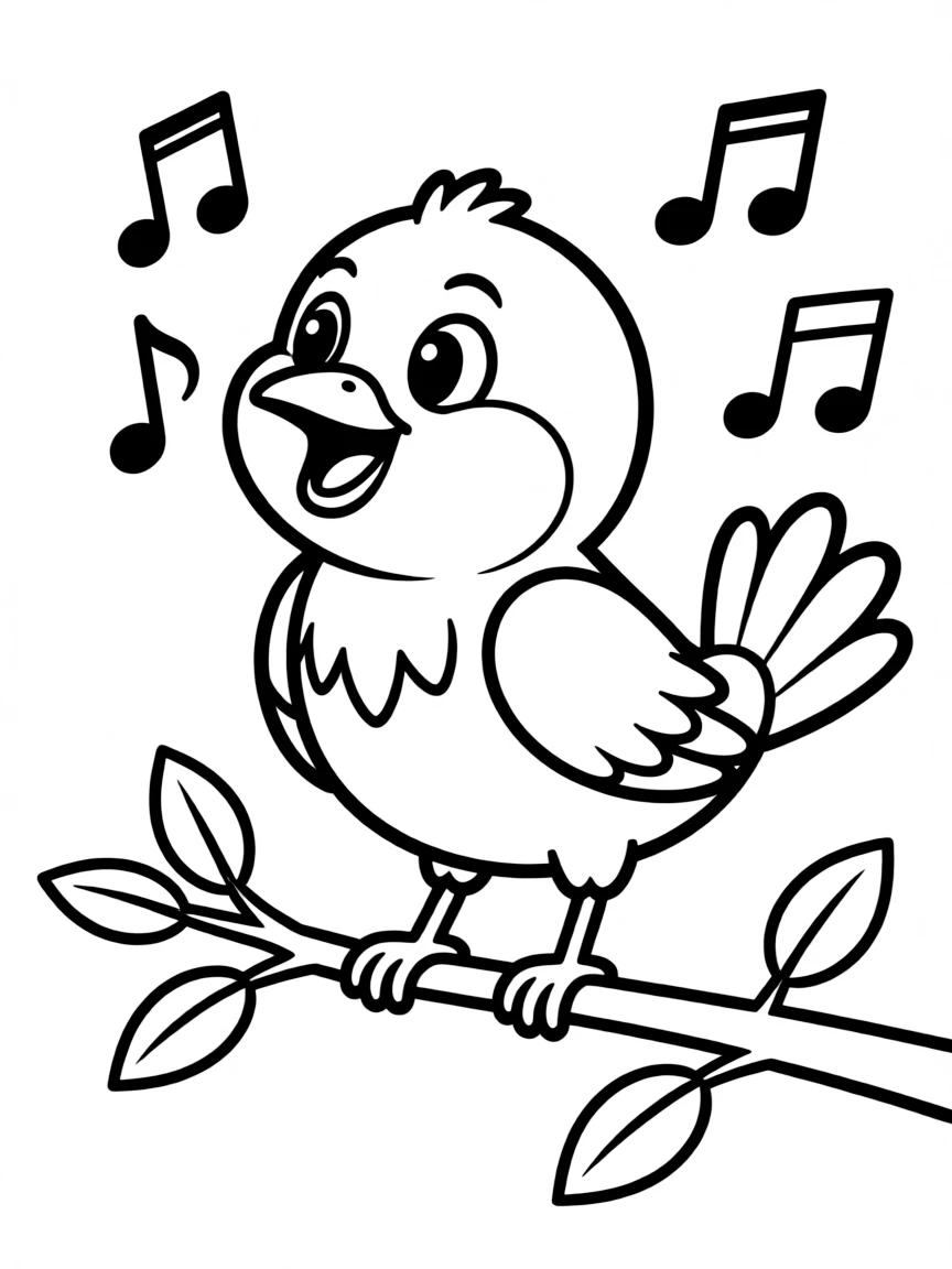 A happy bird singing.