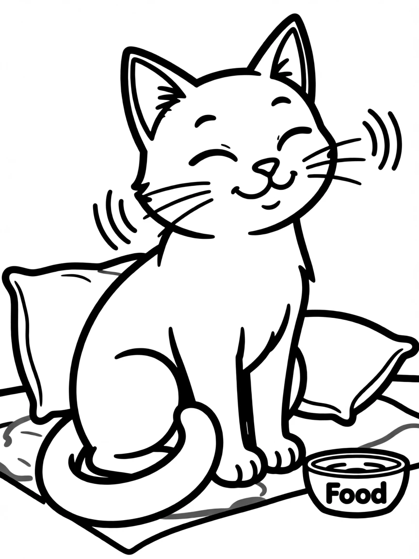 A happy cat purring.