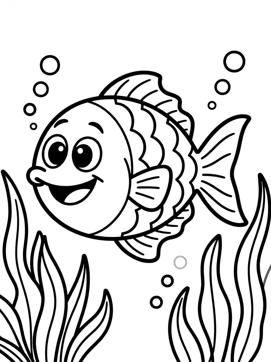 A happy fish swimming.