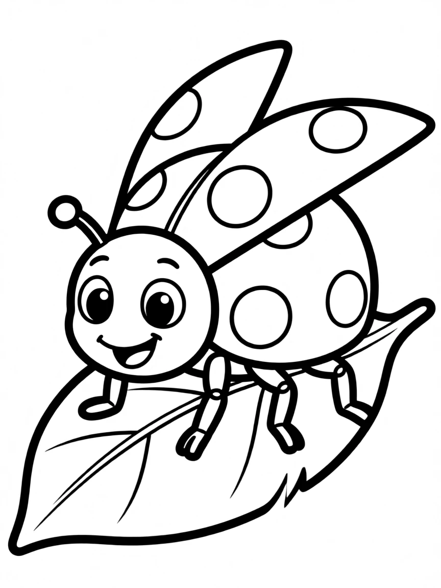 A happy ladybug crawling.