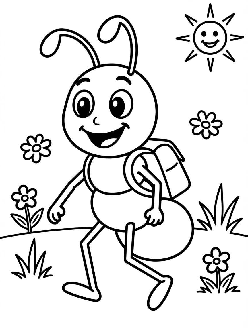 A happy ant marching.