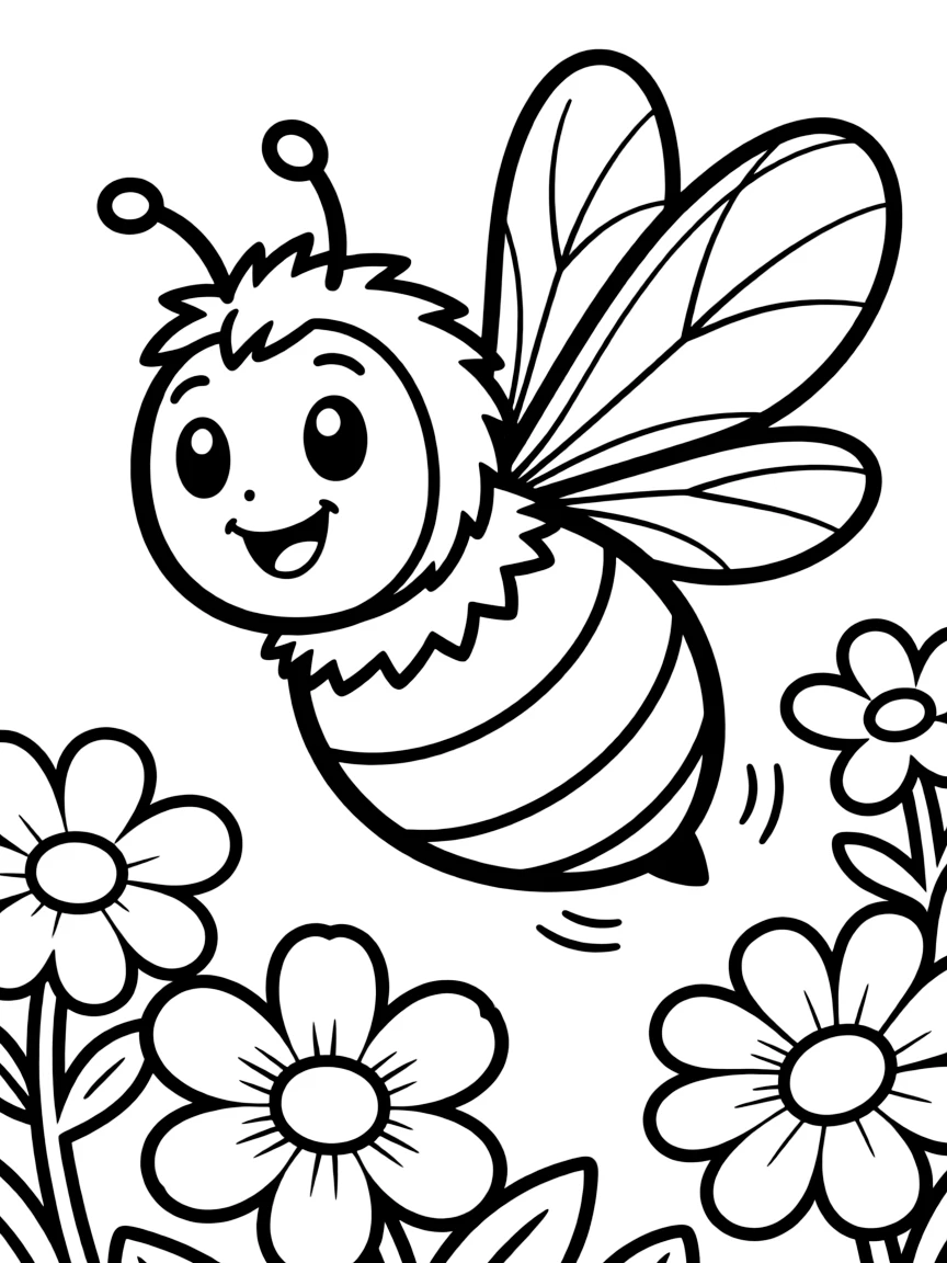 A happy bee buzzing.