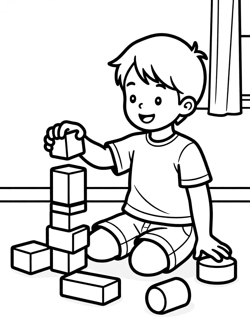 A child playing with building blocks.