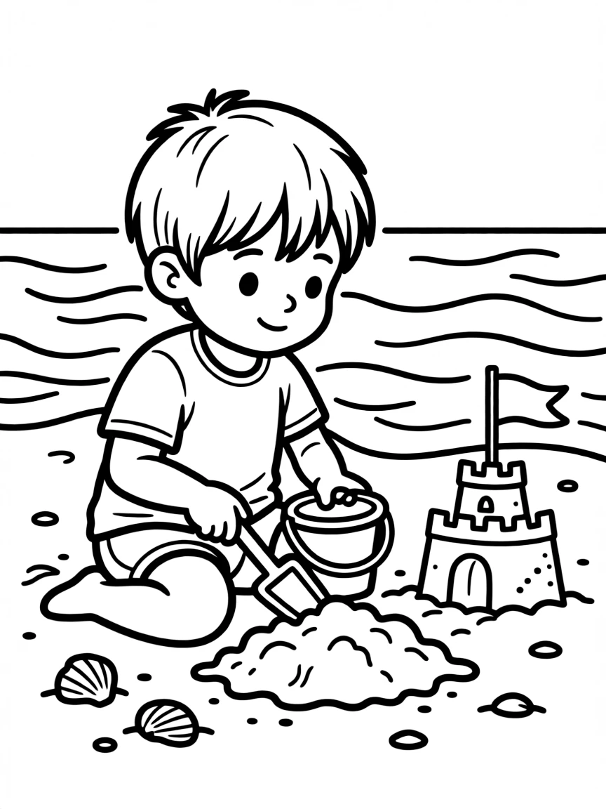 A child playing with sand.