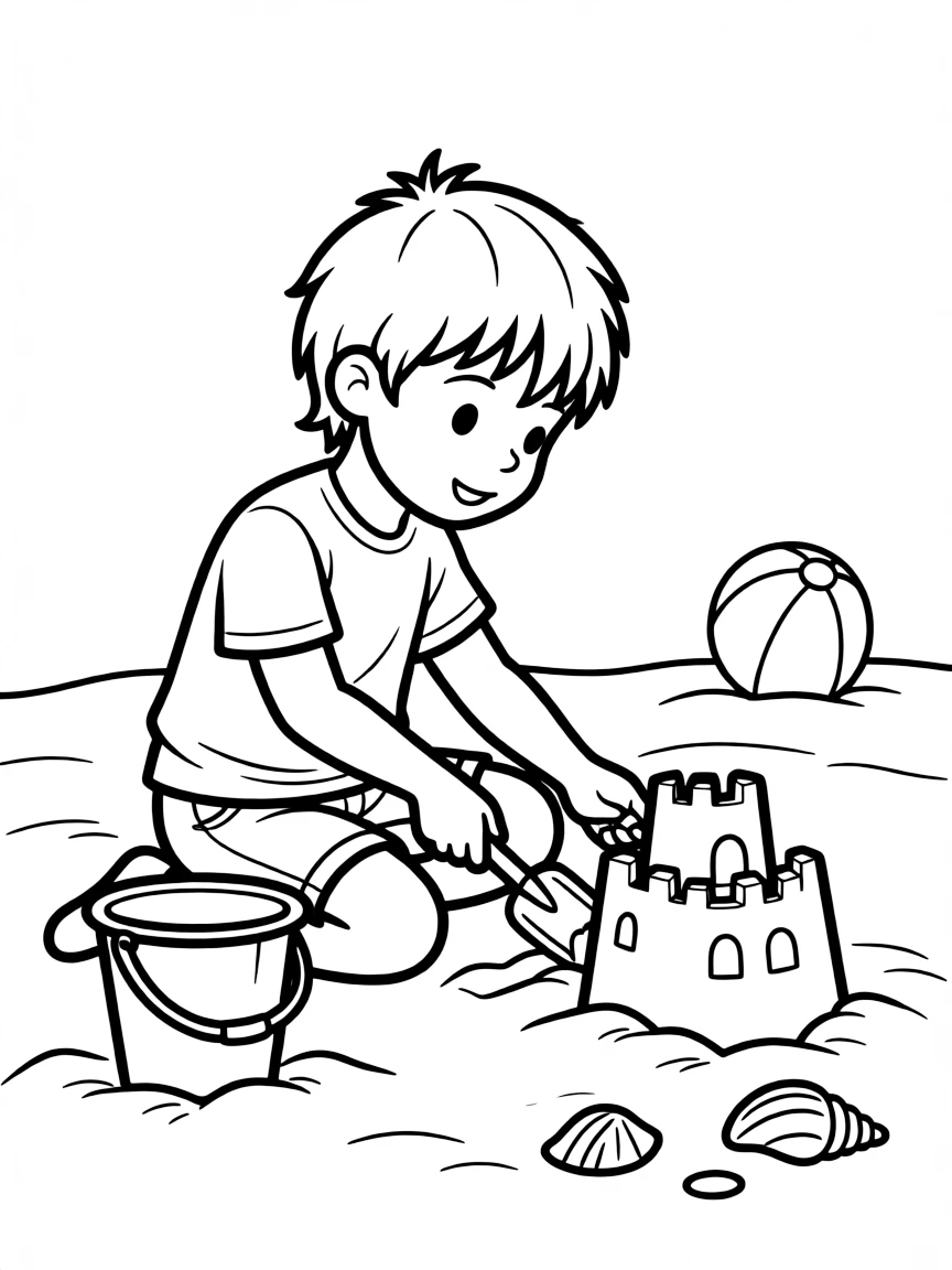 A child digging in the sand.