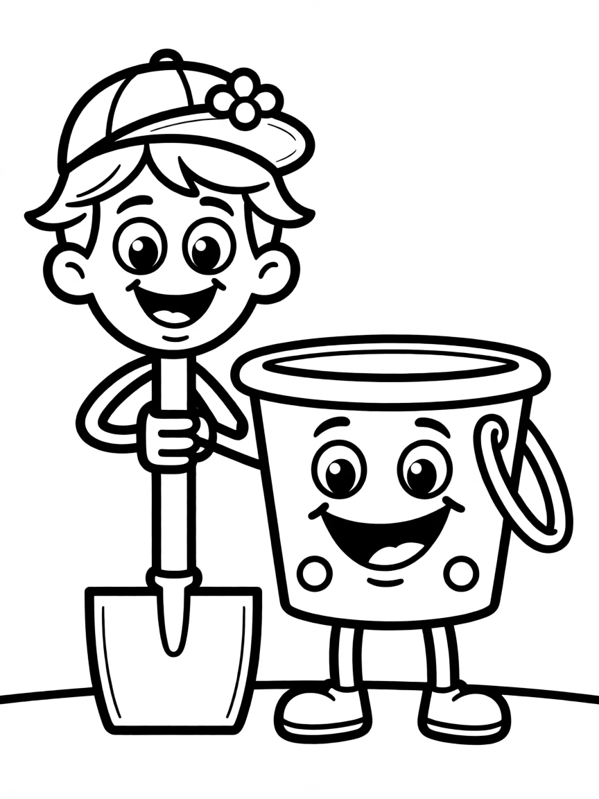 A happy shovel and bucket.