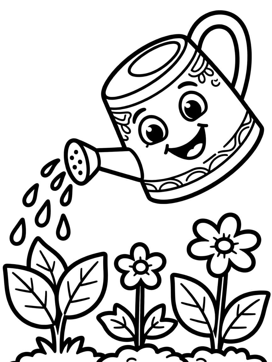 A happy watering can filling.