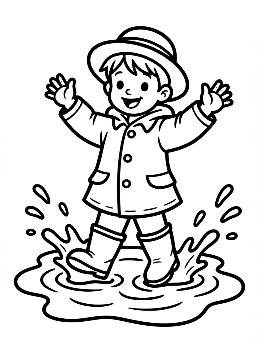 A child splashing in a puddle.