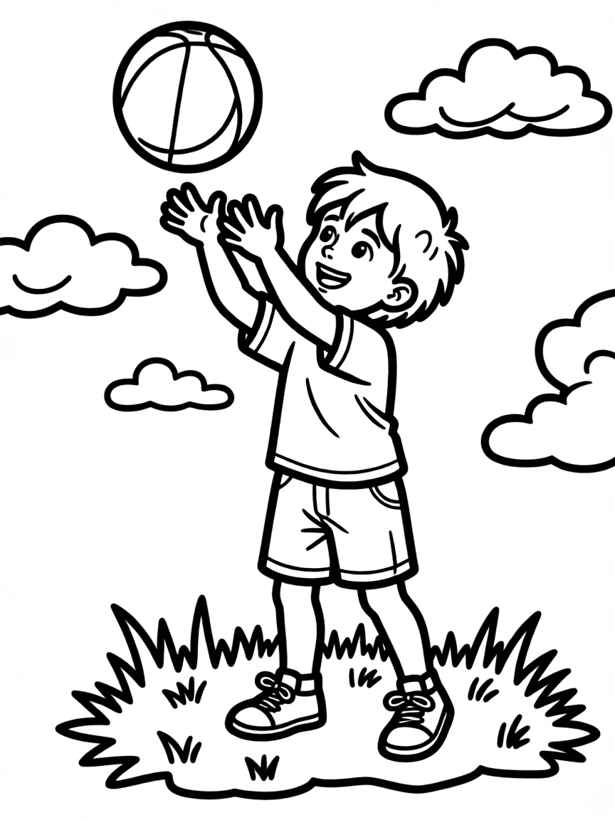 A child catching a ball.