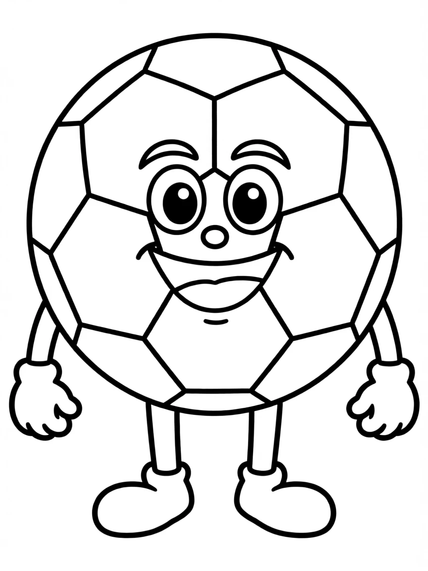 A happy soccer ball with hexagons.