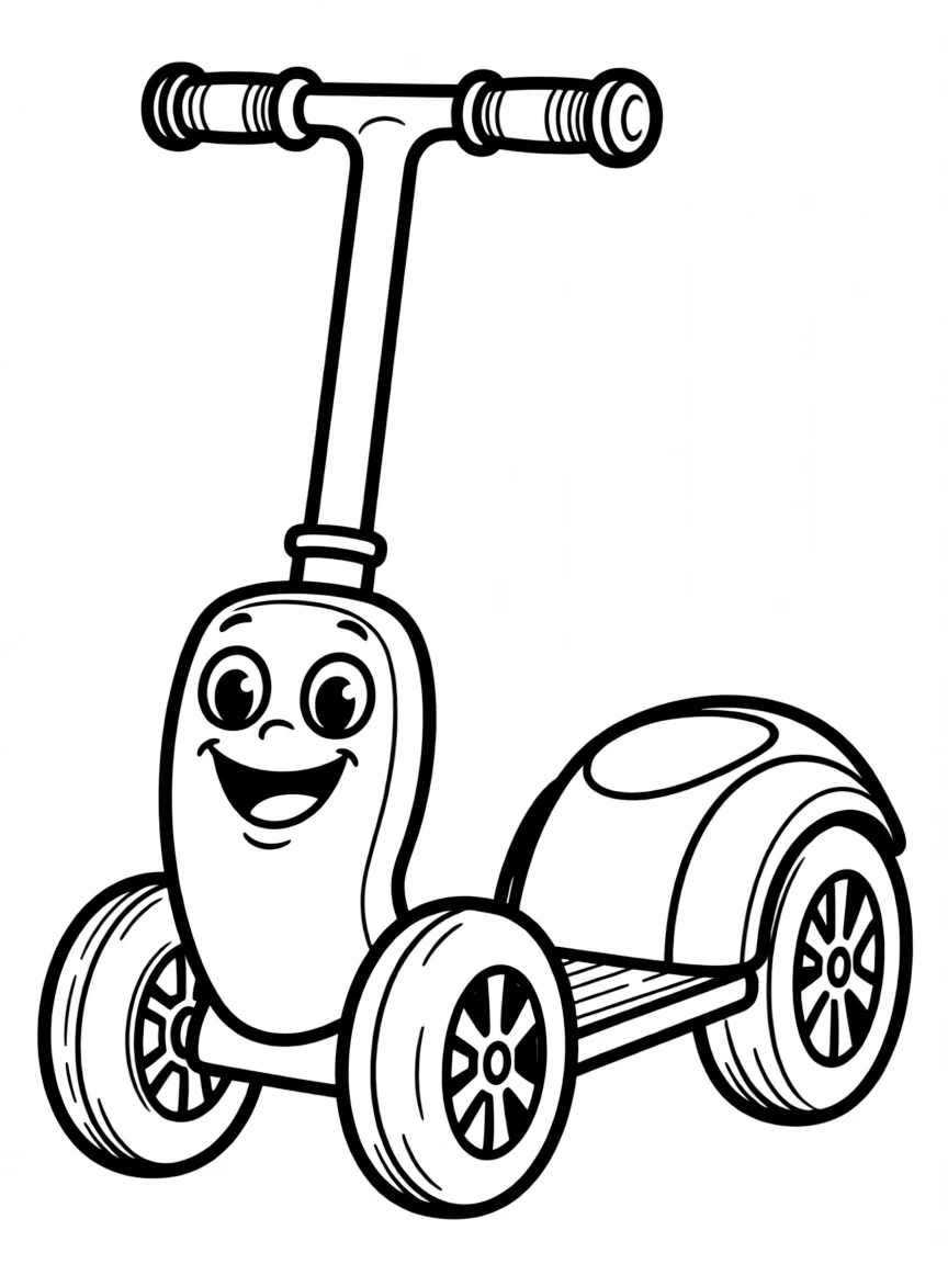 A happy scooter with big wheels.