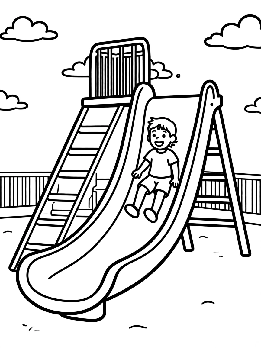 A happy slide with a gentle curve.