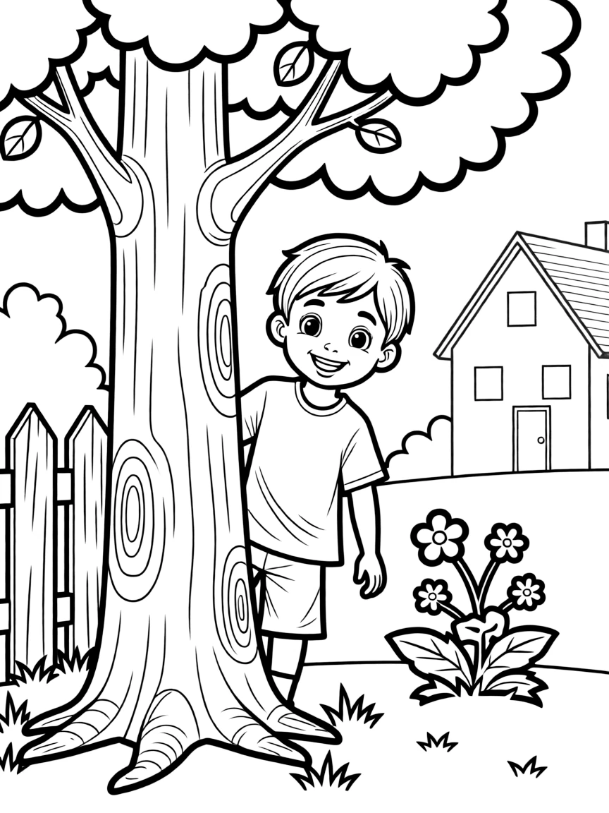 A child playing hide-and-seek.
